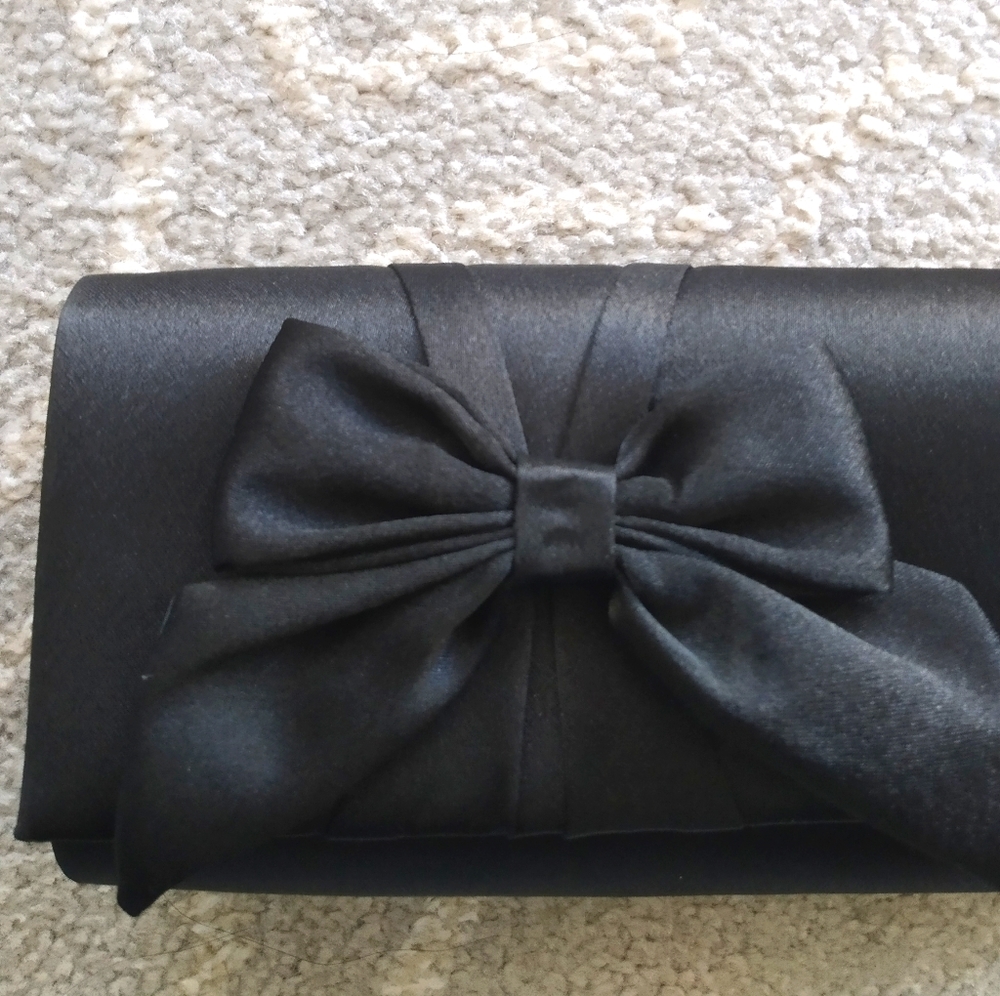 Black evening satin purse